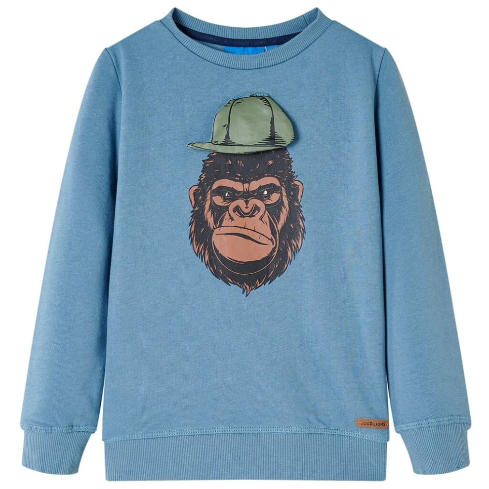 (blue, 140) Kids' Sweatshirt Children's Long Sleeves Pullover Top Gorilla Print Medium