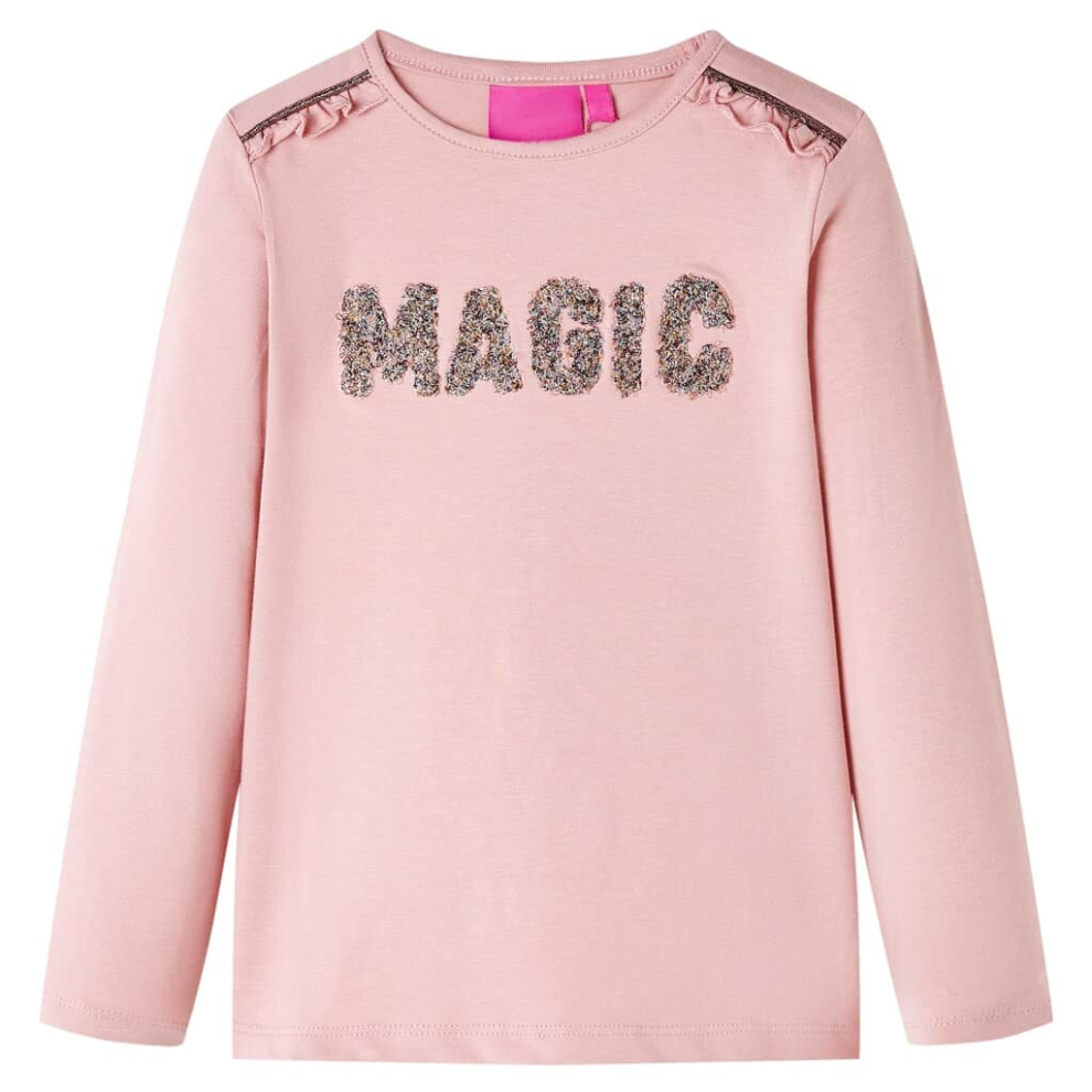 (light pink, 116) Kids' T-shirt with Long Sleeves Children's T Shirt Tee Glitter Word Design