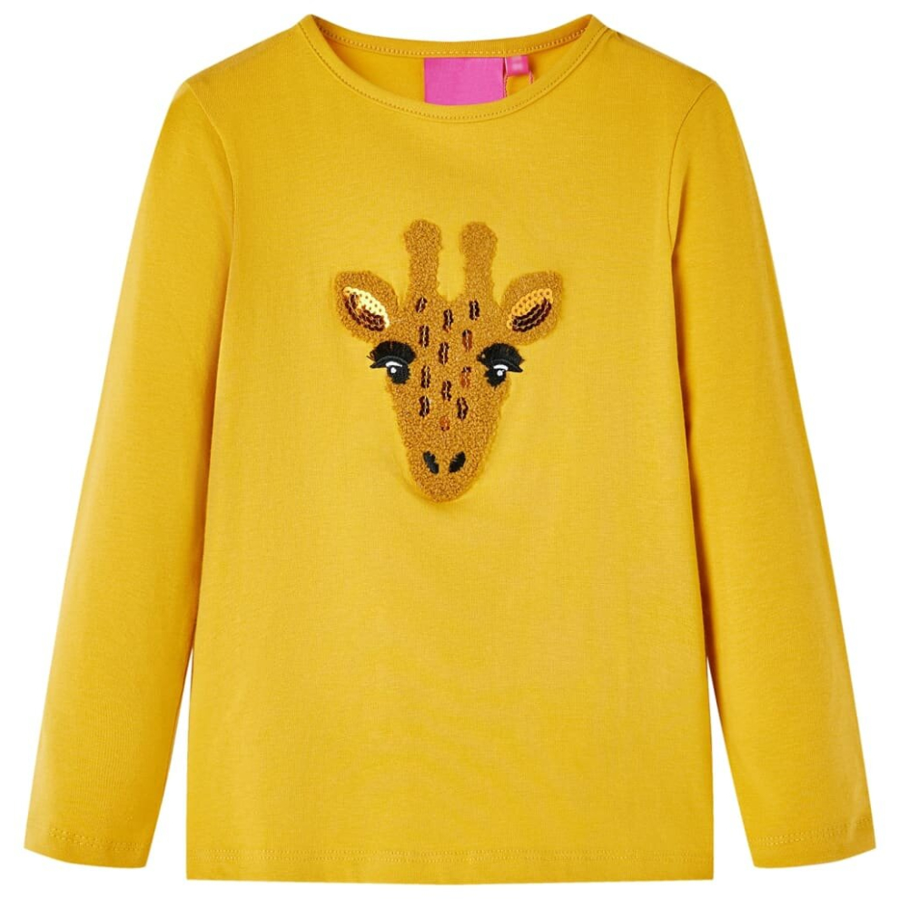 Vidaxl (Ochre, 116) Kids' T-Shirt With Long Sleeves Children's T Shirt Kids' Tops Tee Deer Design
