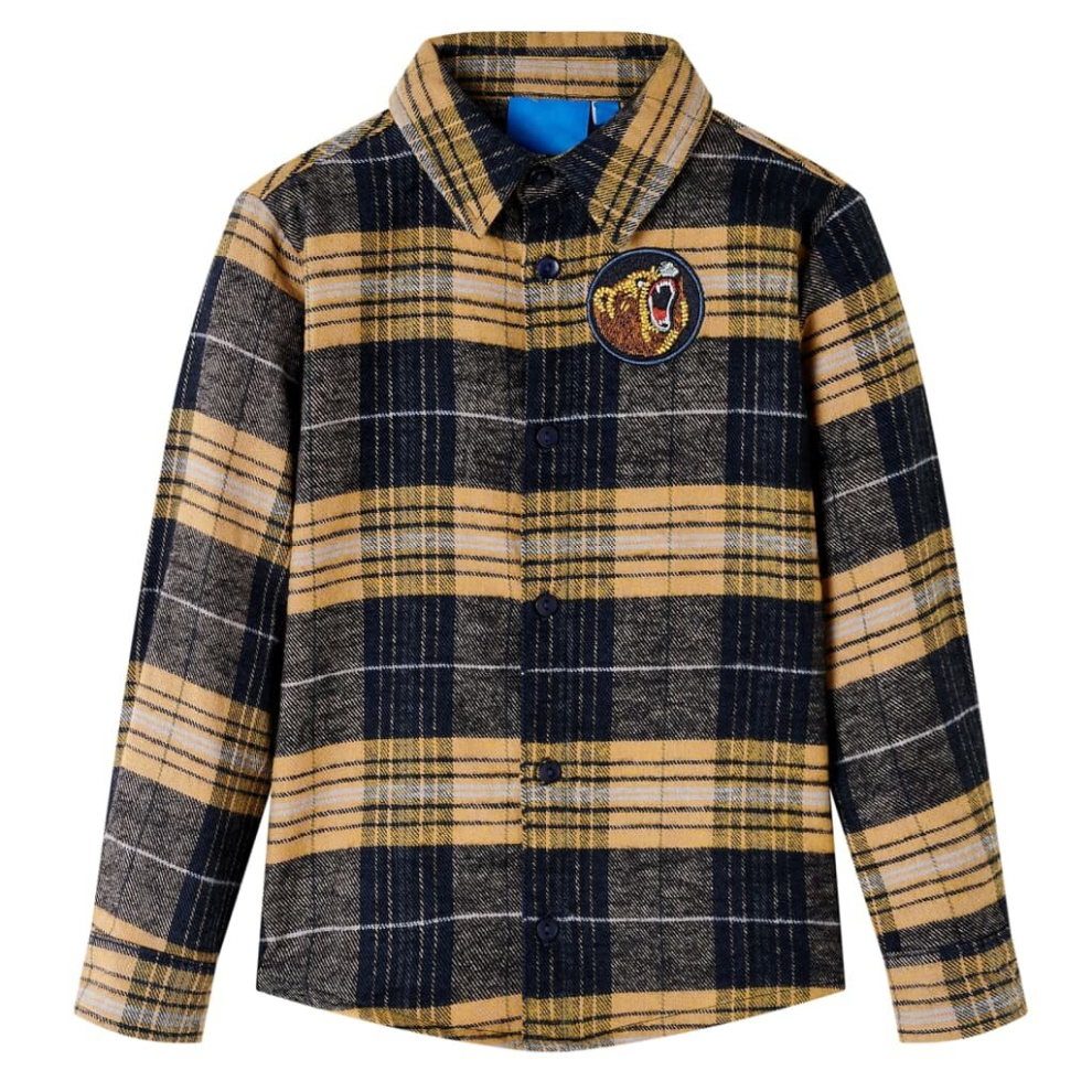 (104) Kids' Plaid Shirt Long Sleeves Children's Shirt Kids' Top Yellow And Black