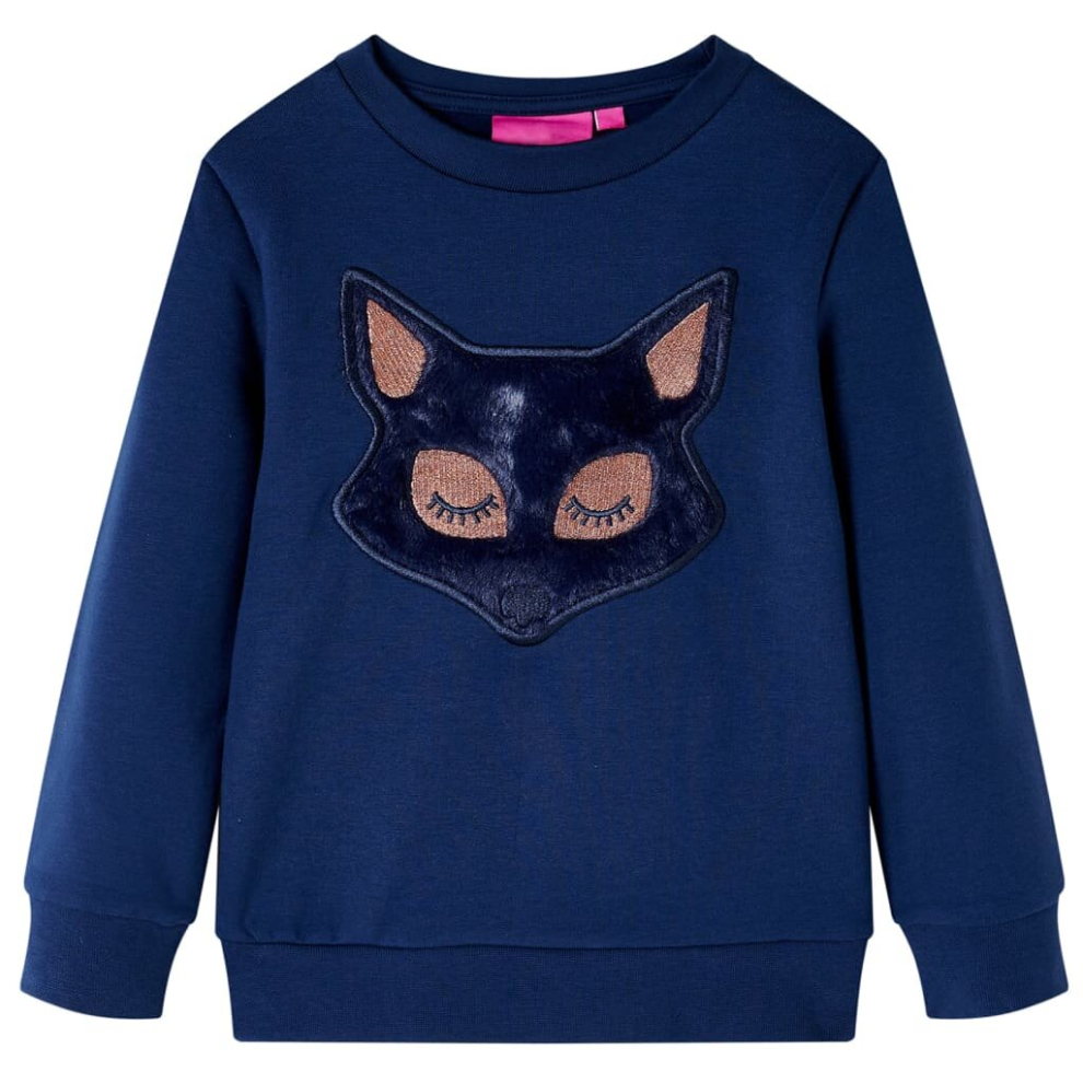 Vidaxl (116) Kids' Sweatshirt With Furry Long Sleeves Pullover Top Fox Design Navy Blue