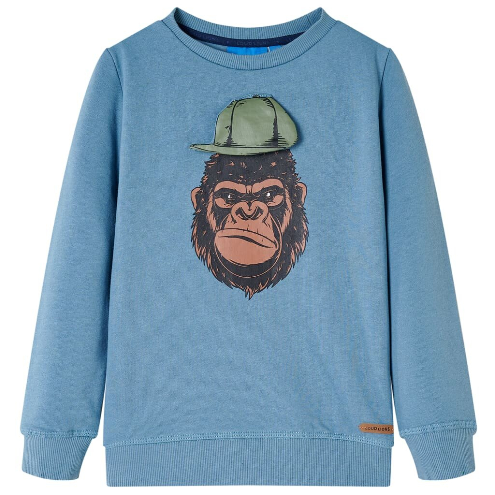 (blue, 128) Kids' Sweatshirt Children's Long Sleeves Pullover Top Gorilla Print Medium