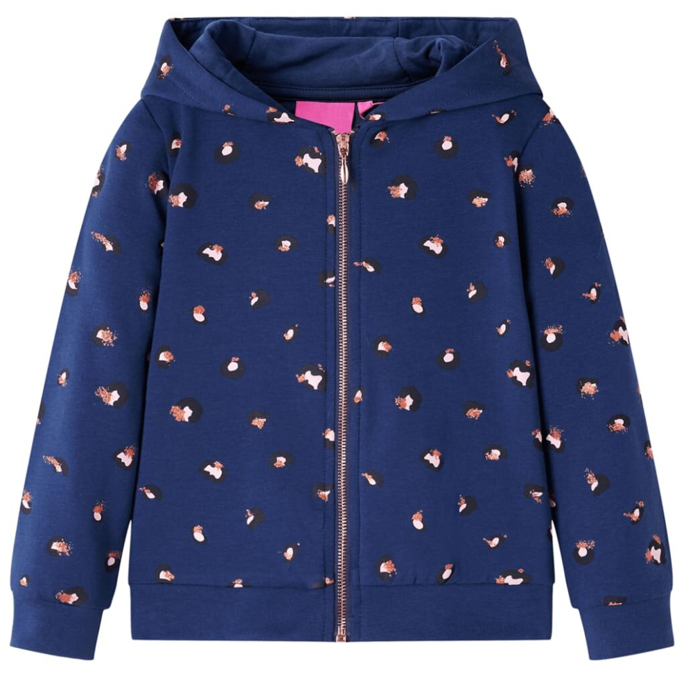 Vidaxl (128) Kids' Hooded Sweatshirt Children Kids Pullover Hoodie Dot Print Navy Blue