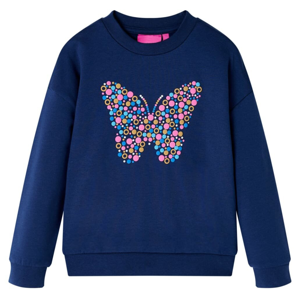 (92) Kids' Sweatshirt Long Sleeves Toddler Tops Pullover Top Butterfly Print Navy