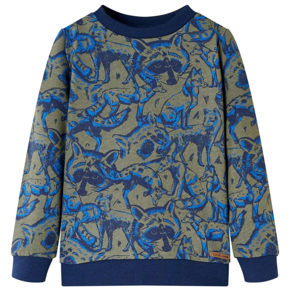 Vidaxl (104) Kids' Sweatshirt Children's Long Sleeves Pullover Top Raccoon Print Khaki