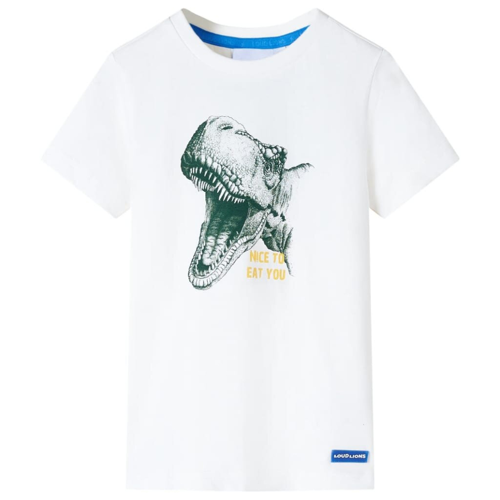 Vidaxl (Ecru, 92) Kids' T-Shirt Short Sleeves Children's T Shirt Tee Kids' Top Dinosaur Print