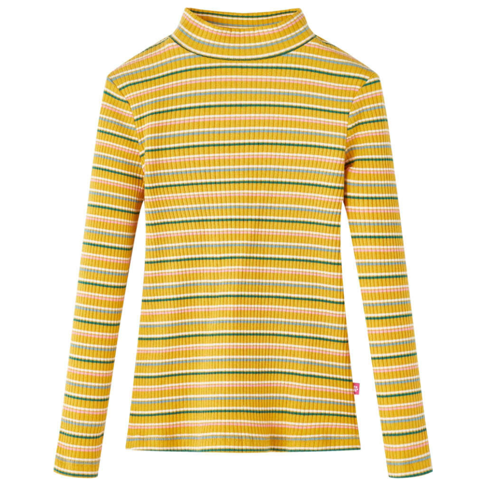 Vidaxl (Ochre, 104) Kids' T-Shirt With Long Sleeves Children's T Shirt Tee Mock Turtleneck Stripes