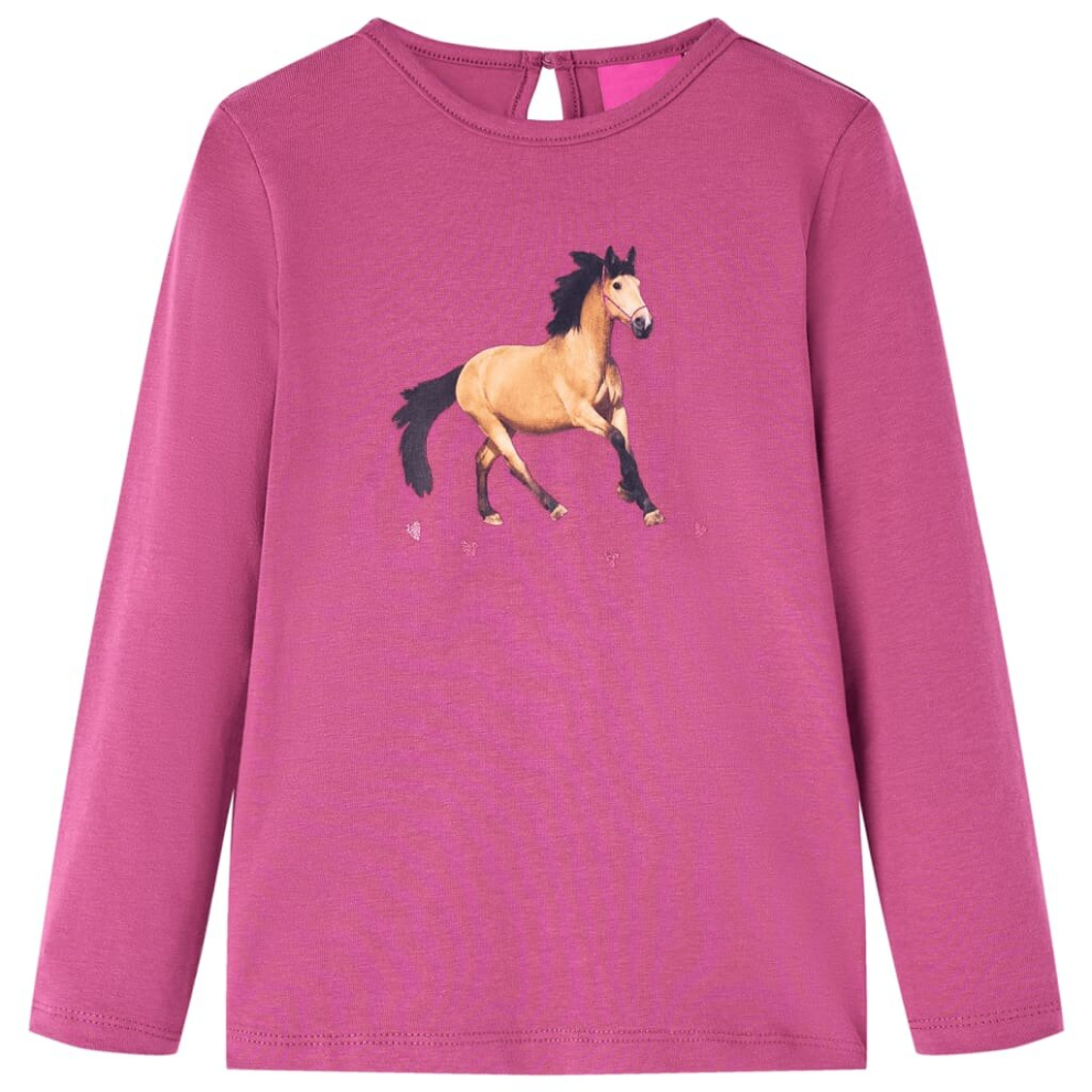 (raspberry, 116) Kids' T-shirt with Long Sleeves Children's T Shirt Kids' Tops Tee Horse Print