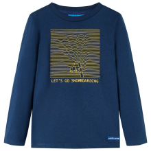 (92) Kids' T-shirt with Long Sleeves Top T Shirt Tee Snowboarding Print Navy Blue