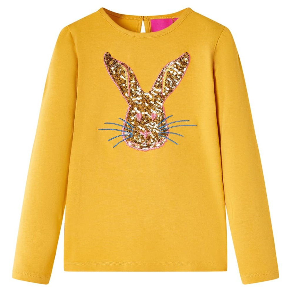 (ochre, 104) Kids' T-shirt with Long Sleeves Children's T Shirt Kids' Tops Tee Rabbit Print