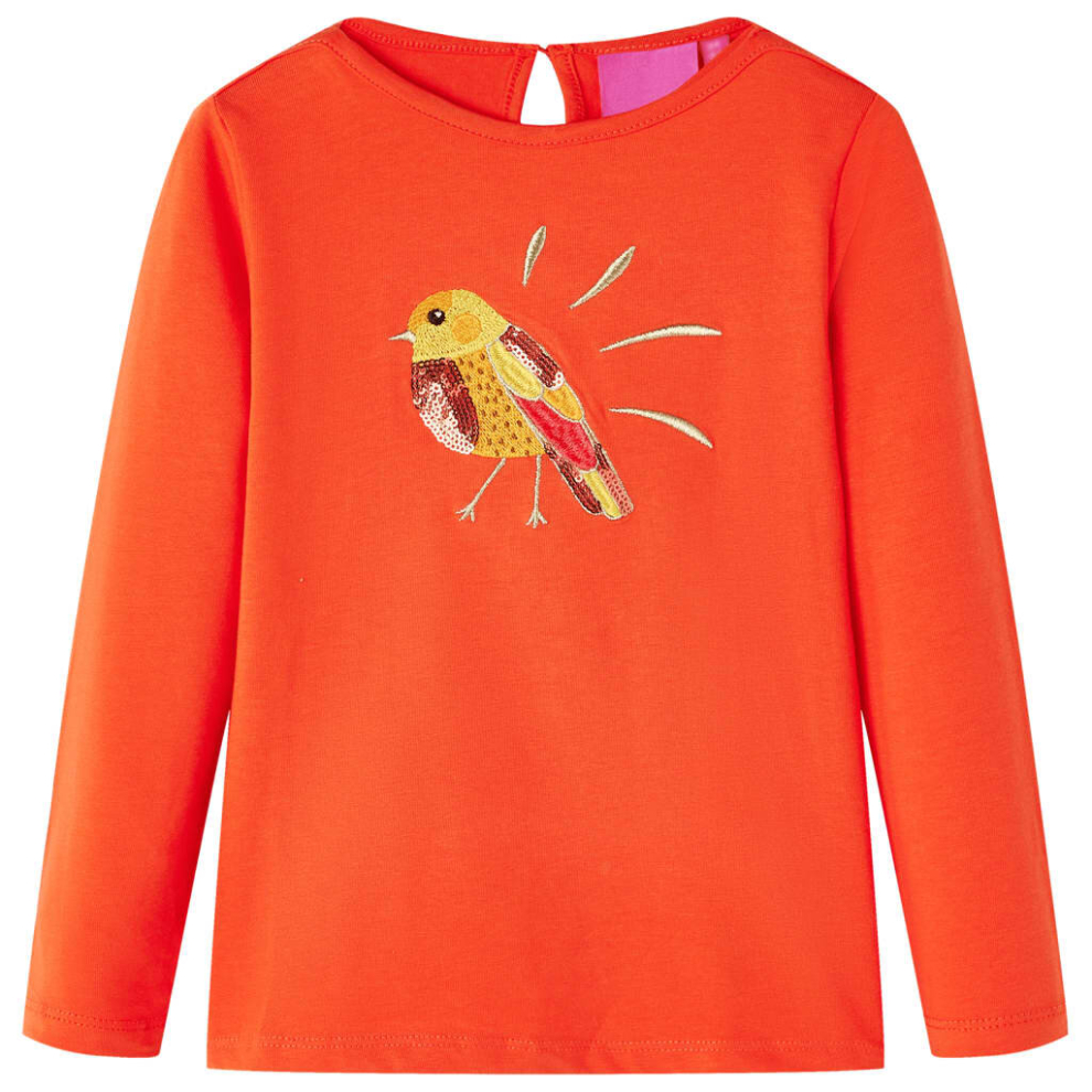 (orange, 140) Kids' T-shirt with Long Sleeves Children's T Shirt Kids' Tops Tee Bird Design