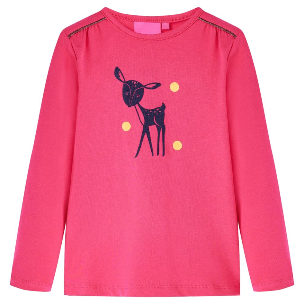 (pink, 116) Kids' T-shirt with Long Sleeves Children T Shirt Tops Deer Design Cognac 140