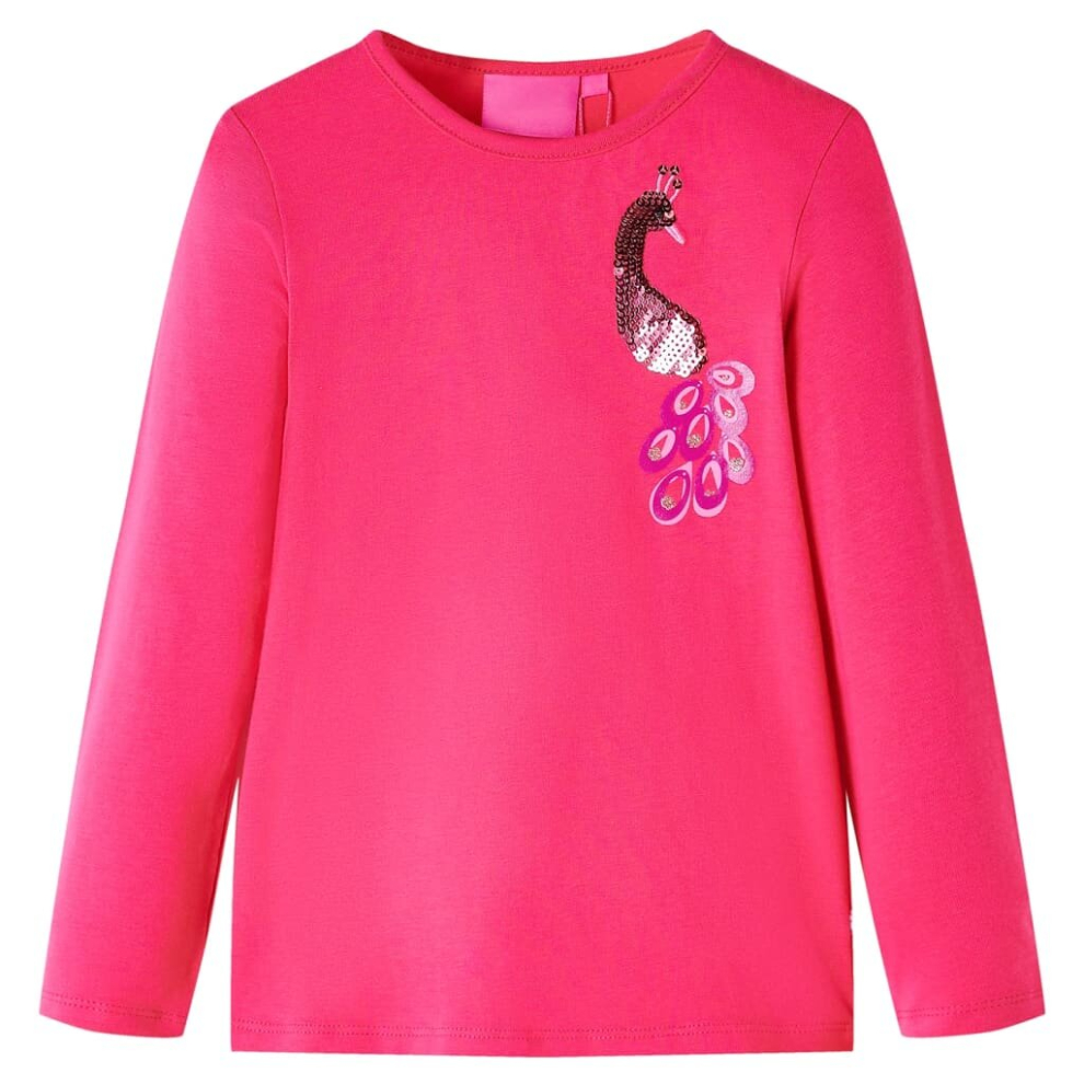 (pink, 104) Kids' T-shirt with Long Sleeves Children's T Shirt Tops Tee Peacock Design