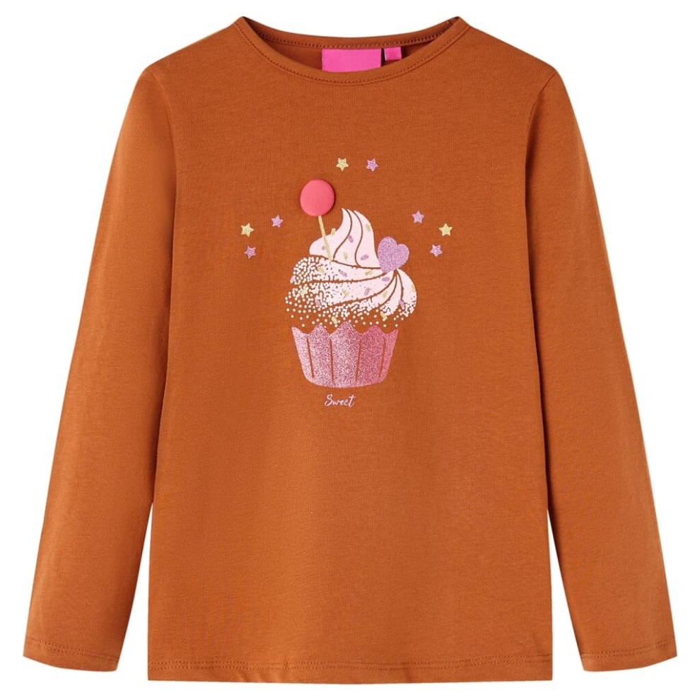 Vidaxl (Cognac, 116) Kids' T-Shirt With Long Sleeves Children's T Shirt Tops Tee Ice Cream Print