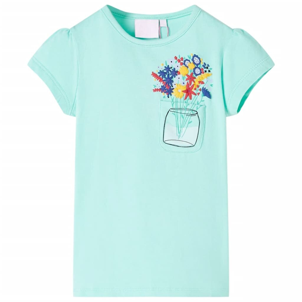 (mint, 140) Kids' T-shirt Short Sleeves Children's T Shirt Tee Kids' Top Floral Print