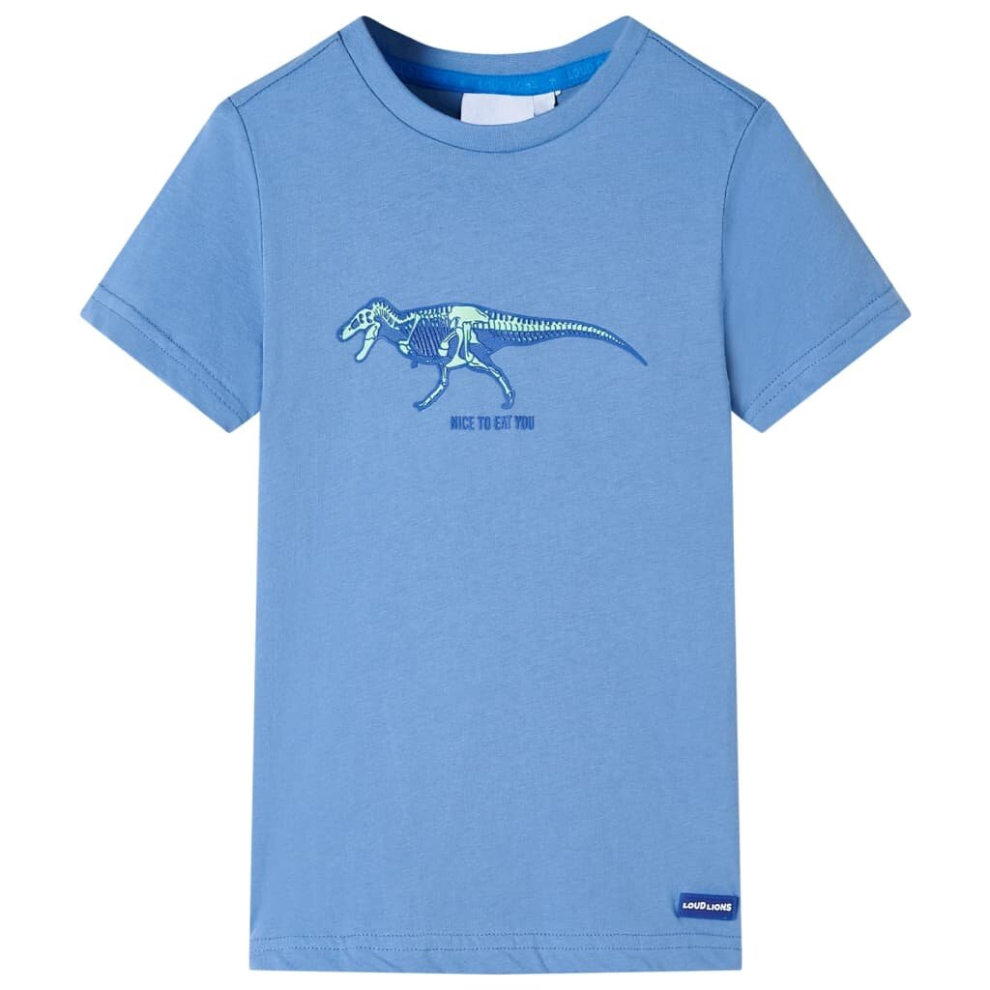 Vidaxl (Blue, 128) Kids' T-Shirt Long Sleeves Children's T Shirt Tee Kids' Top Dinosaur Print
