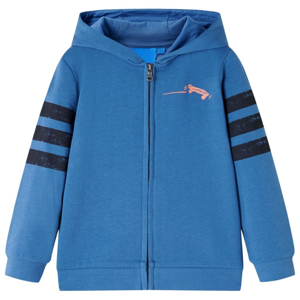 (140) Kids' Hooded Sweatshirt Children Kids' Hoodie with Zip Skateboard Print Blue