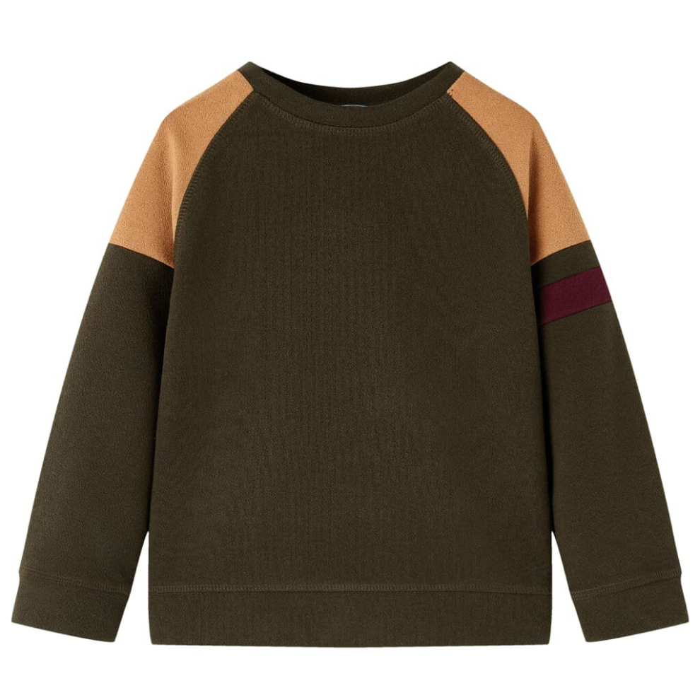 (116) Kids' Sweatshirt Long Sleeves Toddler Tops Pullover Top Dark Khaki and Camel