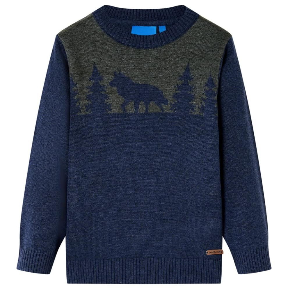 (128) Kids' Sweater Children Toddler Pullover Kids' Sweatshirt Knitwear Knitted Navy