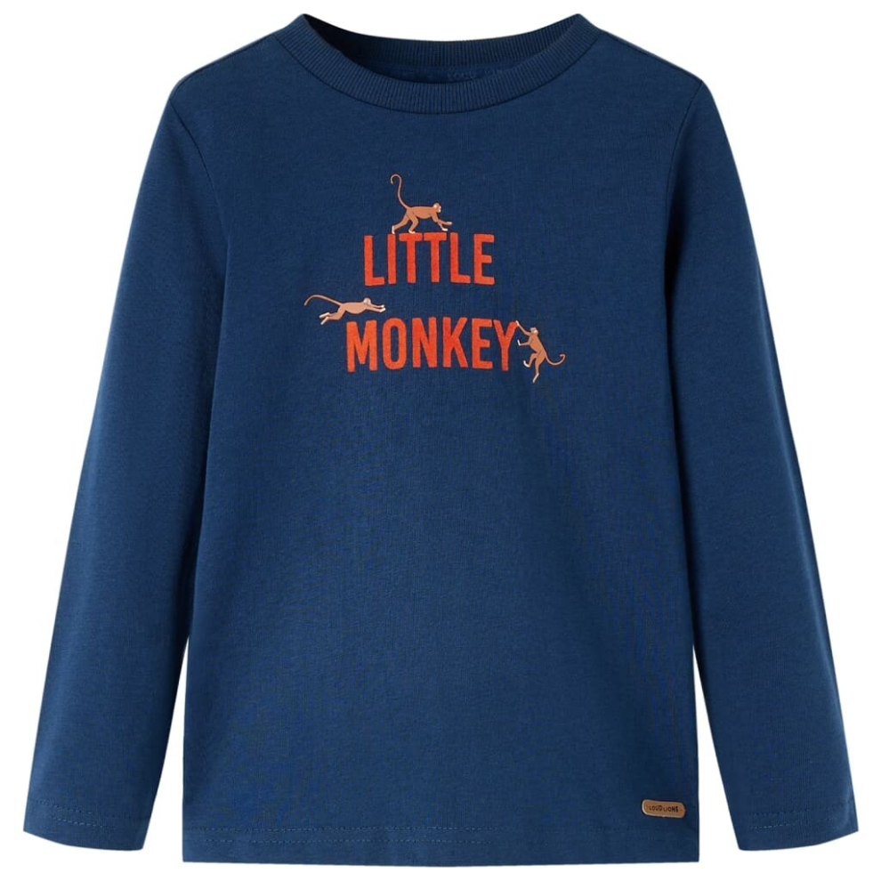 (navy blue, 92) Kids' T-shirt with Long Sleeves Children's T Shirt Tee Little Monkey Print