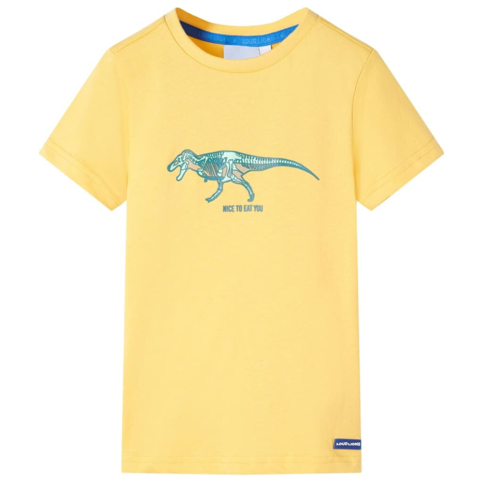 Vidaxl (Ochre, 128) Kids' T-Shirt Long Sleeves Children's T Shirt Tee Kids' Top Dinosaur Print