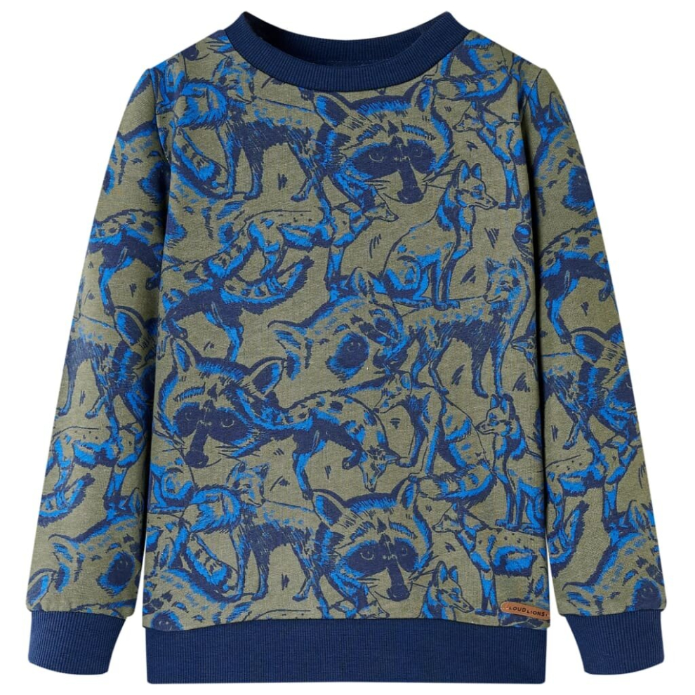 Vidaxl (128) Kids' Sweatshirt Children's Long Sleeves Pullover Top Raccoon Print Khaki