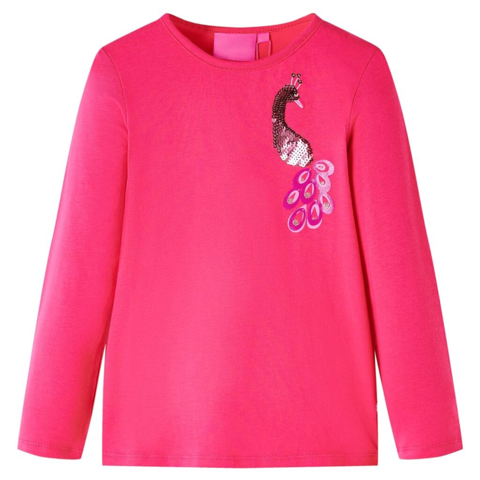 (pink, 128) Kids' T-shirt with Long Sleeves Children's T Shirt Tops Tee Peacock Design