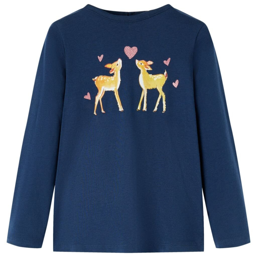 Vidaxl (Navy Blue, 92) Kids' T-Shirt With Long Sleeves Children's T Shirt Kids' Tops Tee Deers Print