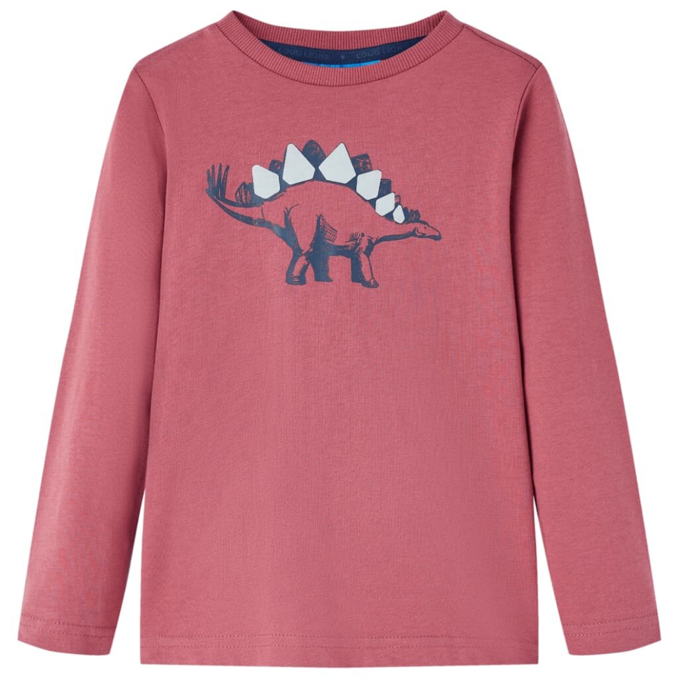 (dark red, 92) Kids' T-shirt with Long Sleeves Children's T Shirt Tops Tee Dinosaur Print