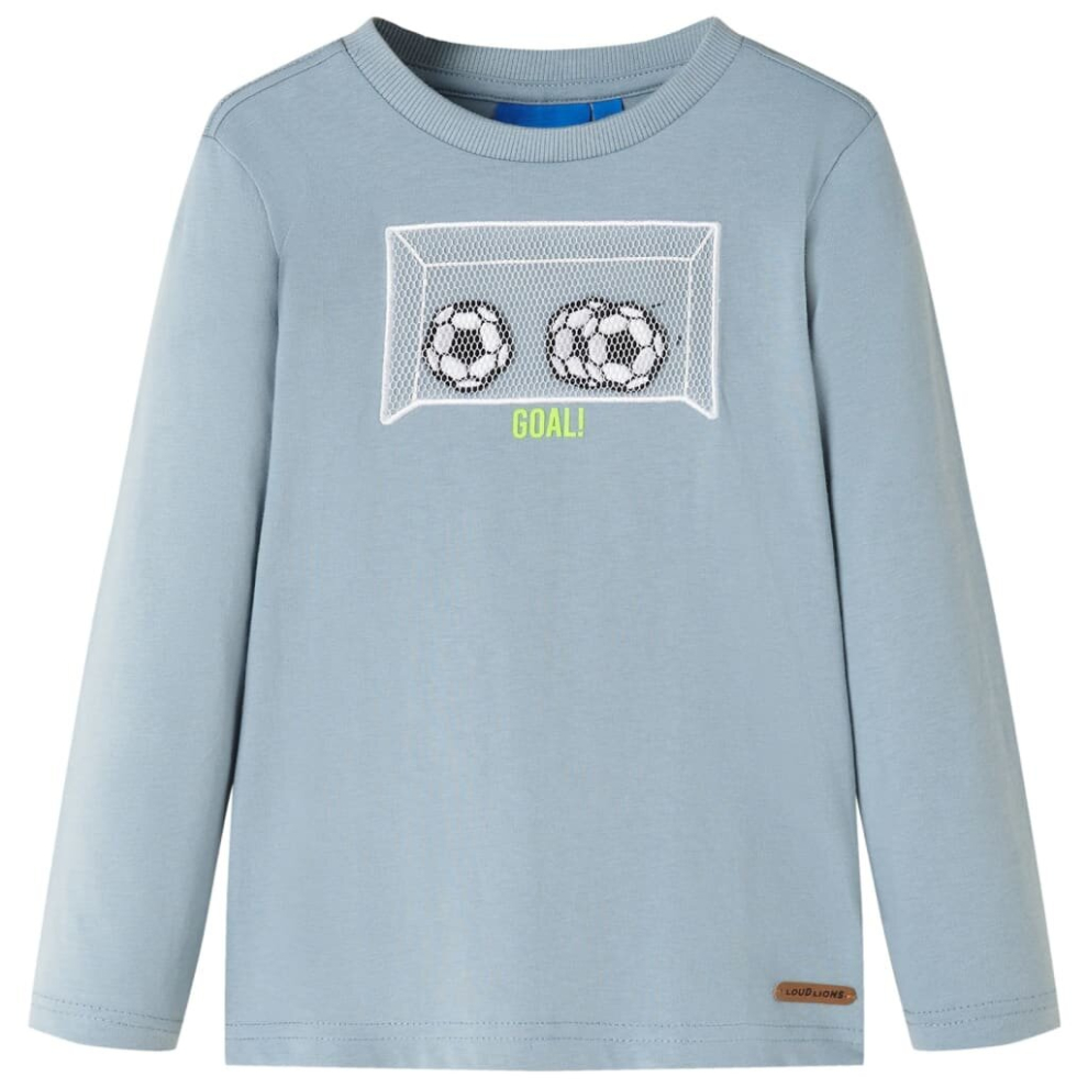 Vidaxl (, 128) Kids' T-Shirt With Long Sleeves Children's T Shirt Tee Football Goal Design Blue