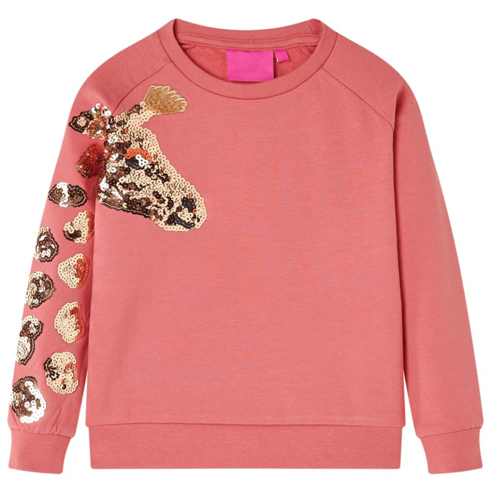 Vidaxl (Pink, 104) Kids' Sweatshirt Children's Long Sleeves Pullover Kids' Top Sequined Giraffe