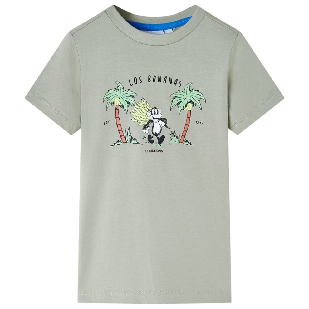 Vidaxl (Khaki, 140) Kids' T-Shirt Short Sleeves Children's T Shirt Kids' Top Tee Monkey Print