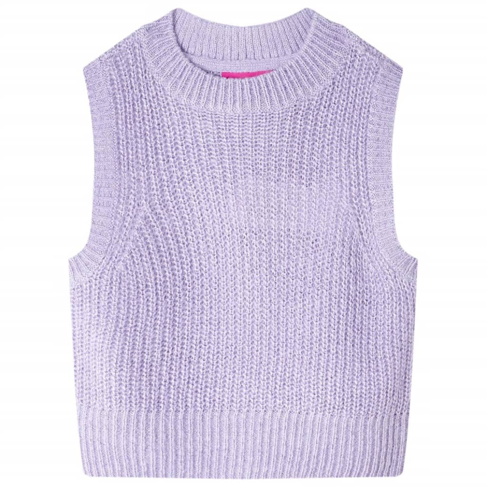 (92) Kids' Sweater Children Vest Sleeveless Sweater Tank Top Knitted Light Lilac