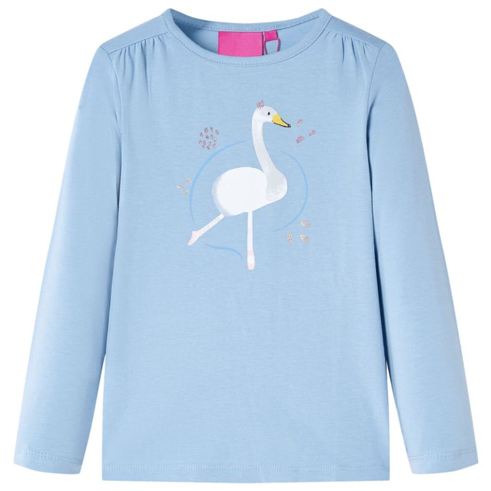 (light blue, 92) Kids' T-shirt with Long Sleeves Children's T Shirt Kids' Tops Tee Swan Print