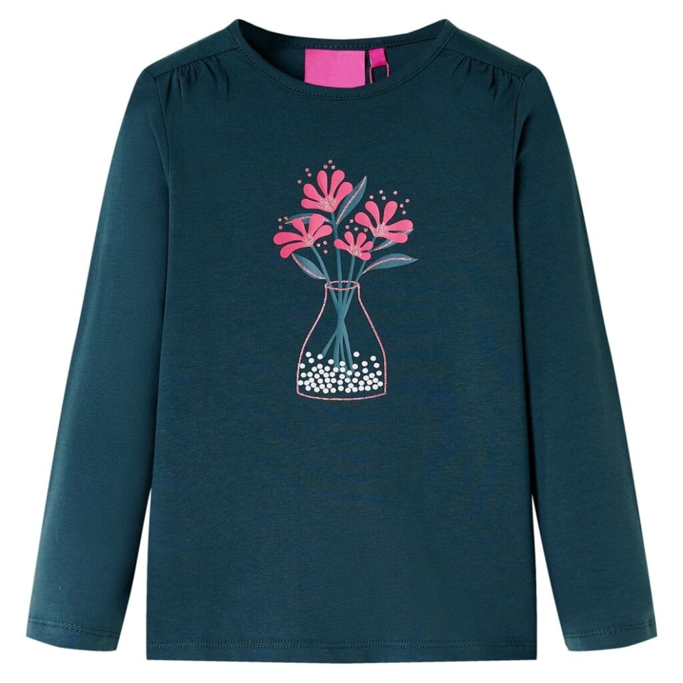 (green, 104) Kids' T-shirt with Long Sleeves Children's T Shirt Kids' Tops Tee Flower Print