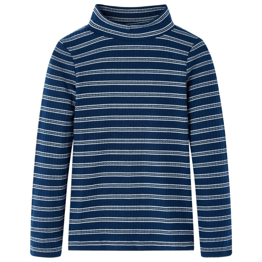 Vidaxl (128) Kids' T-Shirt With Long Sleeves Children's T Shirt Tops Tee Striped Navy Blue