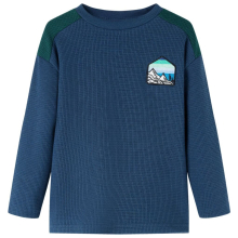 (128) Kids' Sweatshirt Toddler Kids' Tops Pullover Waffled Scenery Print Navy Blue