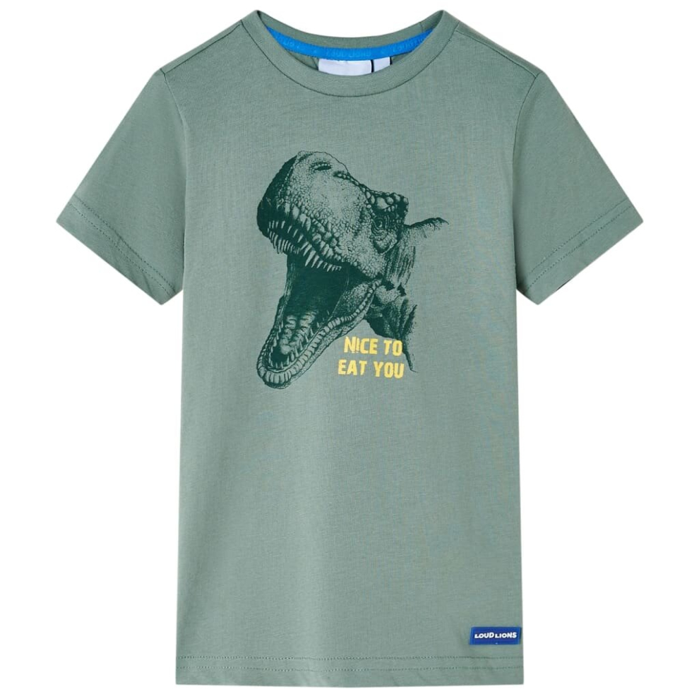 Vidaxl (Khaki, 104) Kids' T-Shirt Short Sleeves Children's T Shirt Tee Kids' Top Dinosaur Print