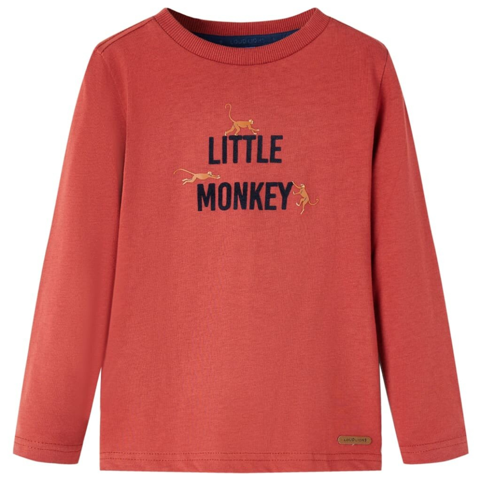 Vidaxl (, 116) Kids' T-Shirt With Long Sleeves Children's T Shirt Tee Little Monkey Print Red
