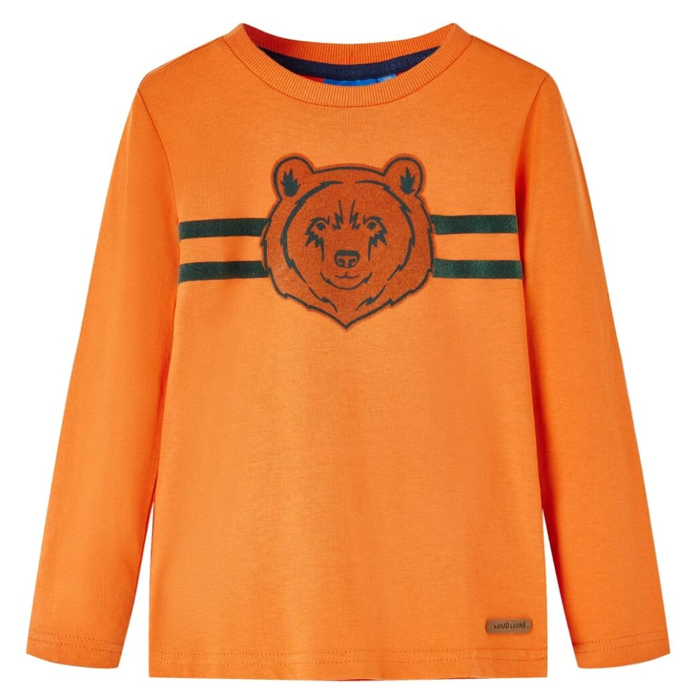 Vidaxl (, 92) Kids' T-Shirt With Long Sleeves Children's T Shirt Kids' Tops Tee Bear Print Orange
