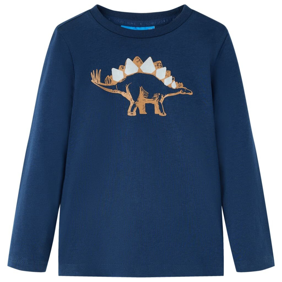 (navy blue, 104) Kids' T-shirt with Long Sleeves Children's T Shirt Tops Tee Dinosaur Print