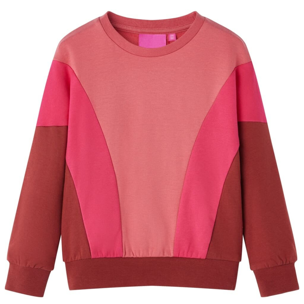 (92) Kids' Sweatshirt Long Sleeves Toddler Pullover Colour Block Pink and Henna