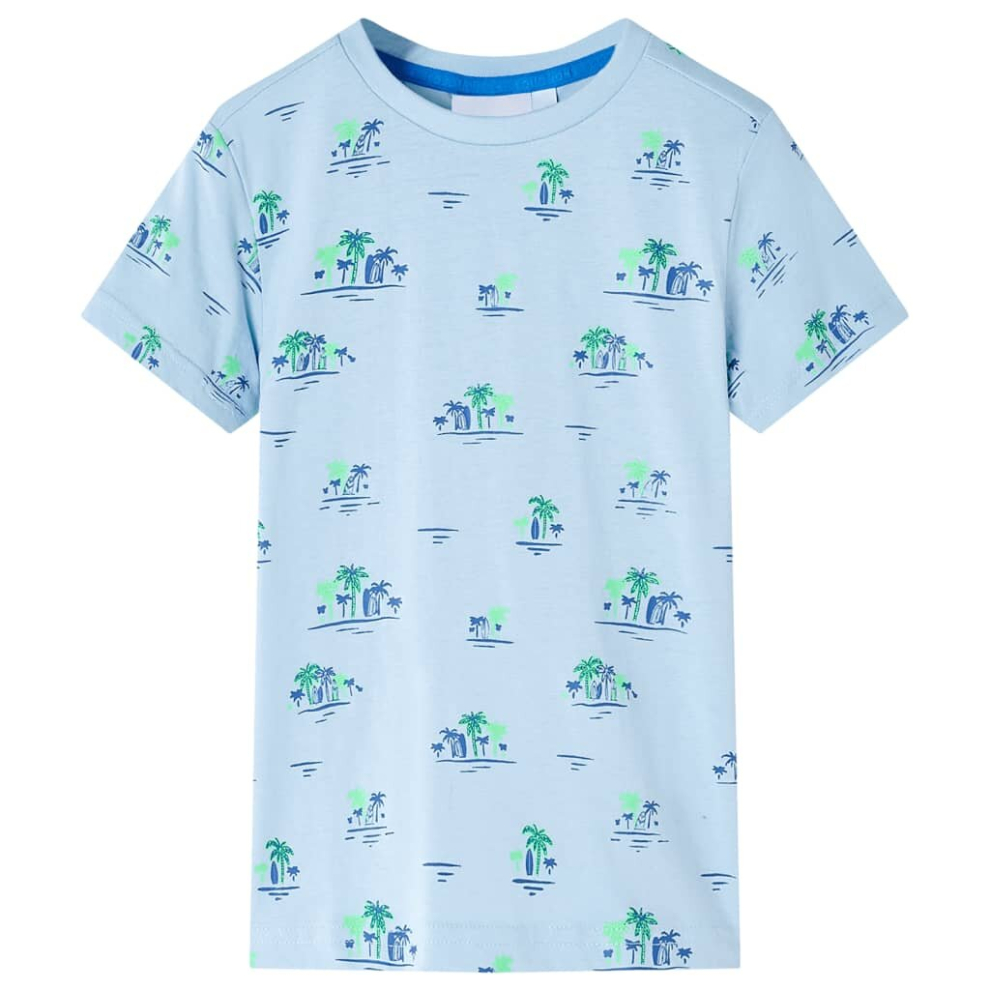 (104) Kids' T-shirt Children's T Shirt Tee Kids' Top Coconut Tree Print Light Blue