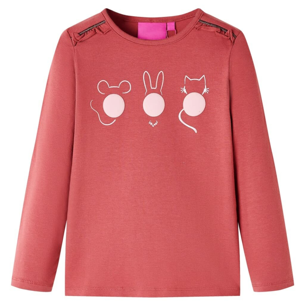 Vidaxl (Pink, 116) Kids' T-Shirt With Long Sleeves Children's T Shirt Tops Tee Animals Print
