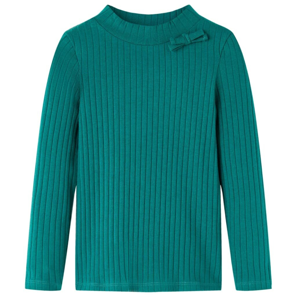 Vidaxl (Dark Green, 128) Kids' T-Shirt With Long Sleeves Children's T Shirt Kids' Tops Tee Rib-Knit