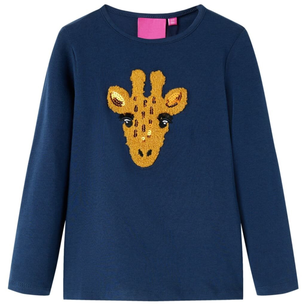 Vidaxl (Navy Blue, 140) Kids' T-Shirt With Long Sleeves Children's T Shirt Kids' Tops Tee Deer Design