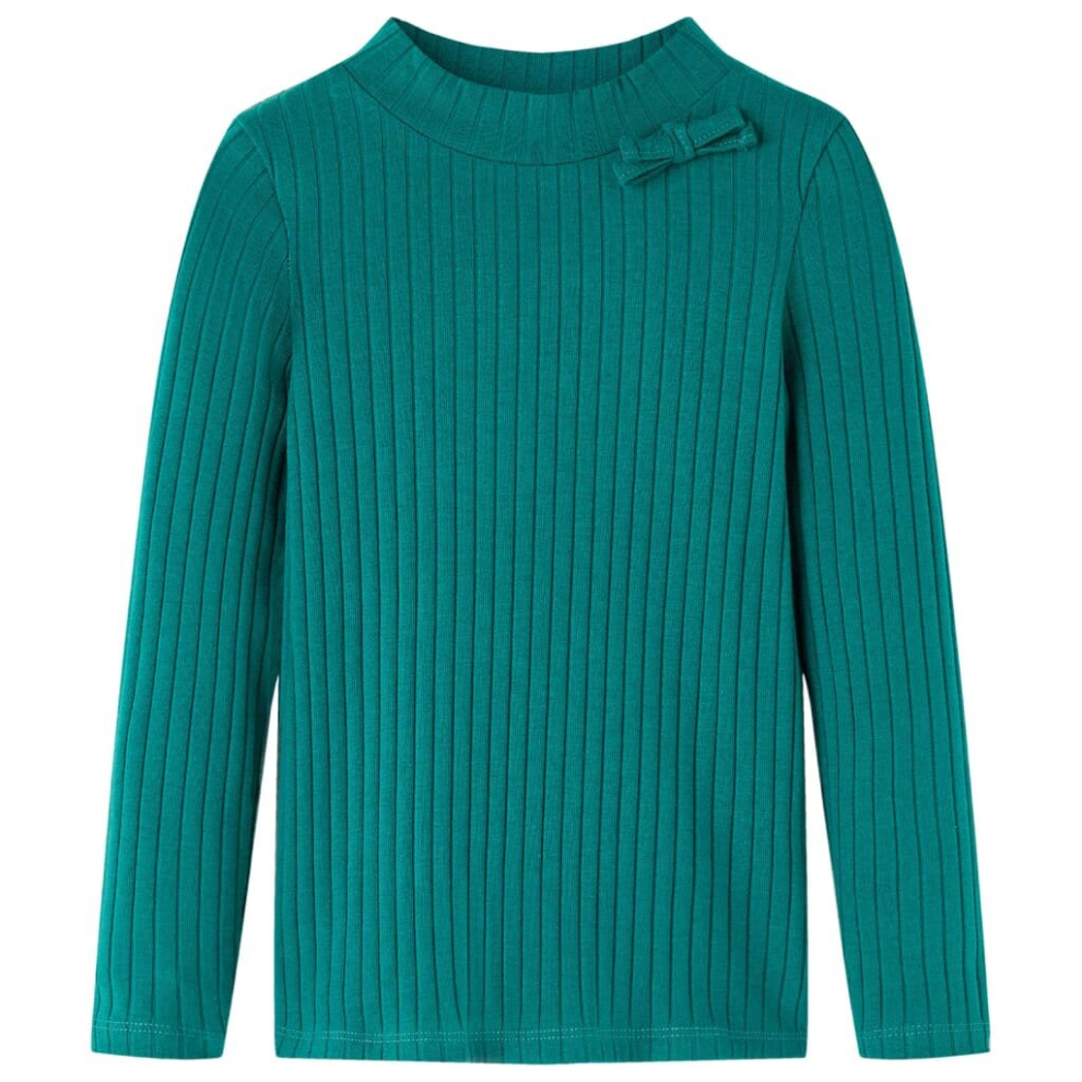 Vidaxl (Dark Green, 104) Kids' T-Shirt With Long Sleeves Children's T Shirt Kids' Tops Tee Rib-Knit
