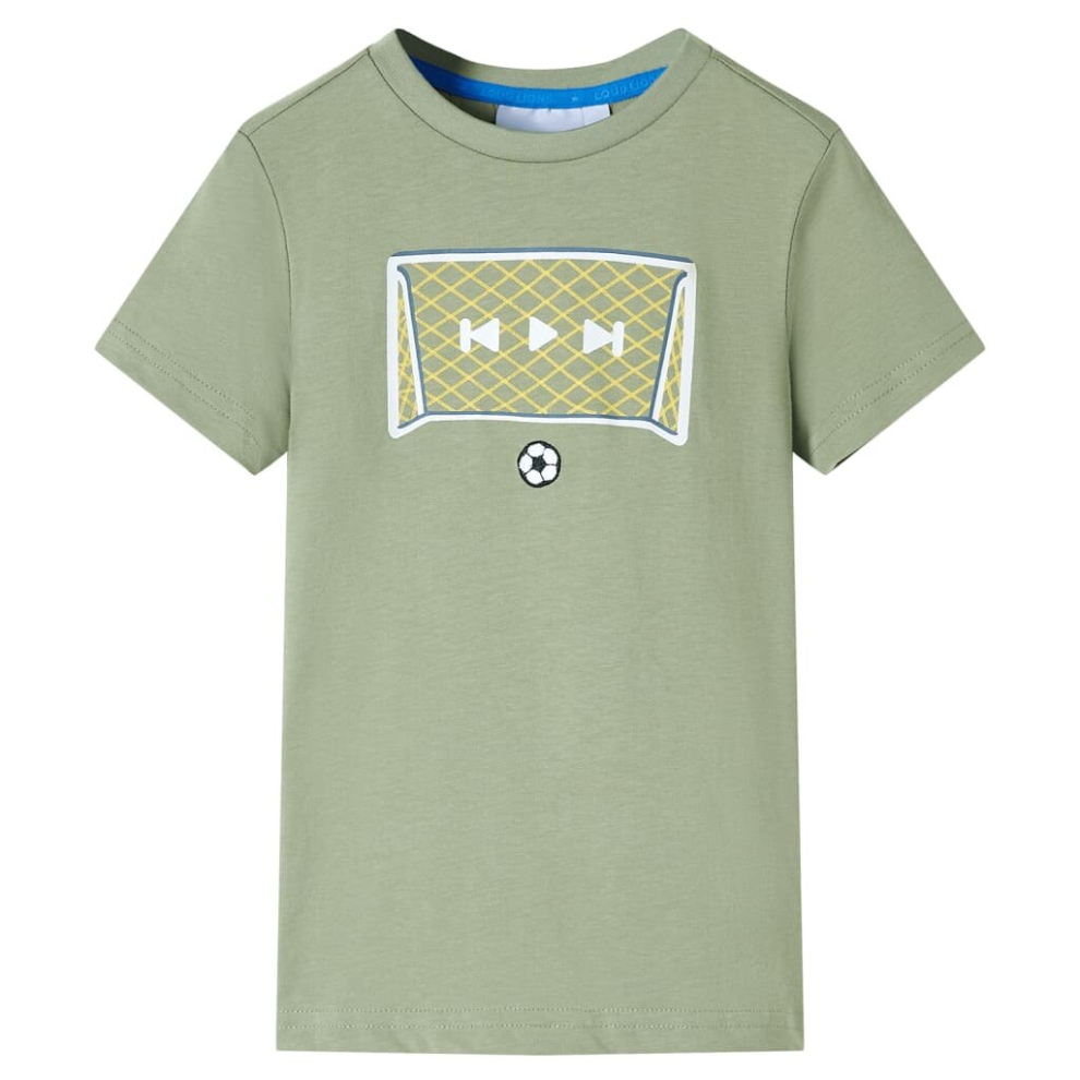 (khaki, 128) Kids' T-shirt Toddler Children T Shirt Tee Kids' Top Football Goal Design Lime