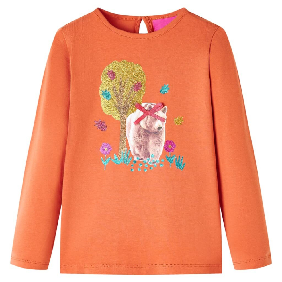 (orange, 128) Kids' T-shirt with Long Sleeves Children's T Shirt Kids' Tops Tee Bear Print