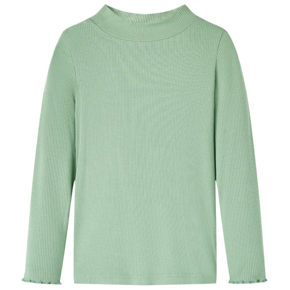 Vidaxl (Mint, 128) Kids' T-Shirt With Long Sleeves Children's T Shirt Tee Mock Turtleneck Mint